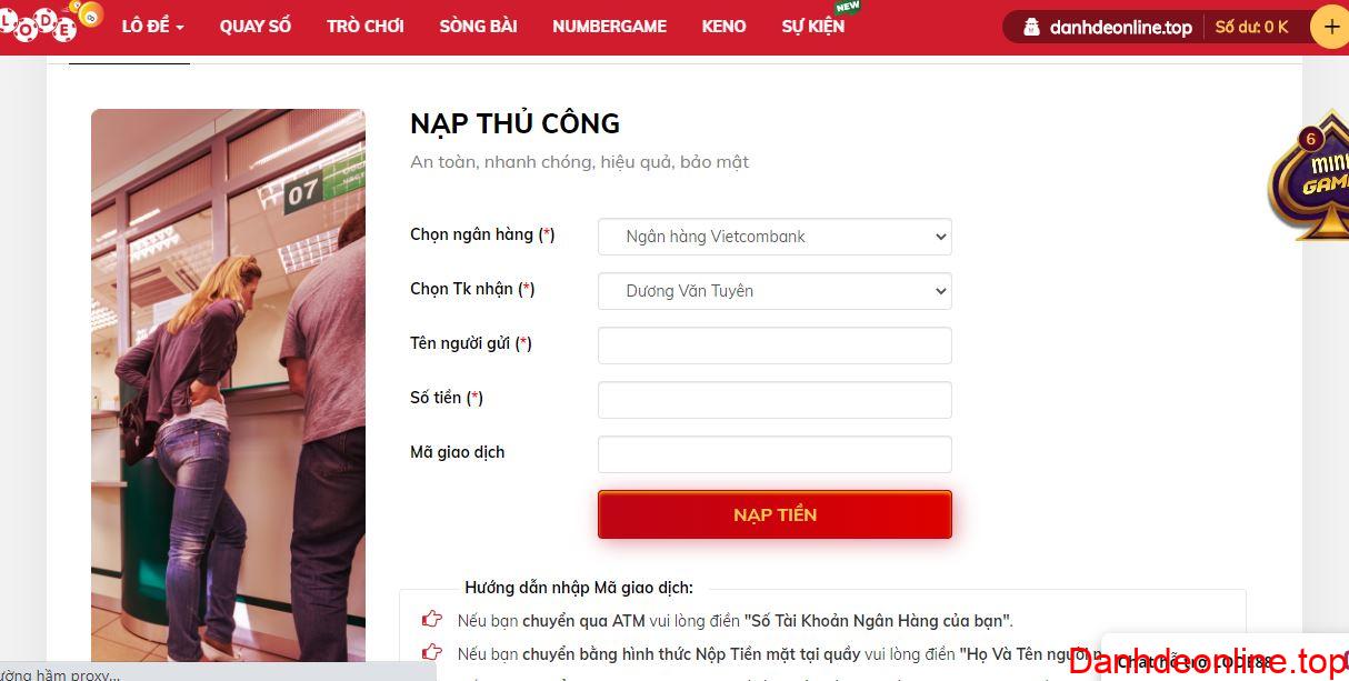 nạp tiền lode88 ra sao